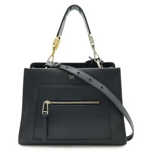 FENDI Black Leather Shoulder Bag
